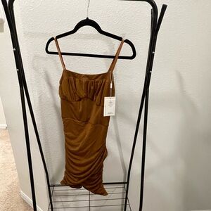 Brown Ruched Dress